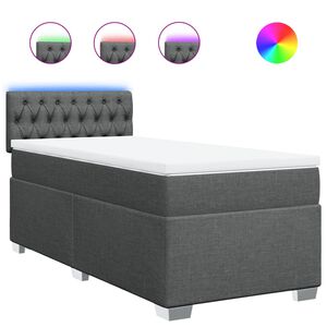 vidaXL Sommier &agrave; lattes de lit et matelas Gris fonc&eacute; 90x190 cm Tissu