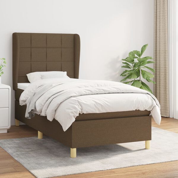 vidaXL Sommier &agrave; lattes de lit avec matelas Marron fonc&eacute; 90x190 cm