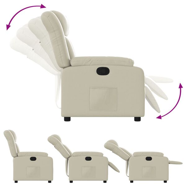 vidaXL Fauteuil inclinable Cr&egrave;me Similicuir