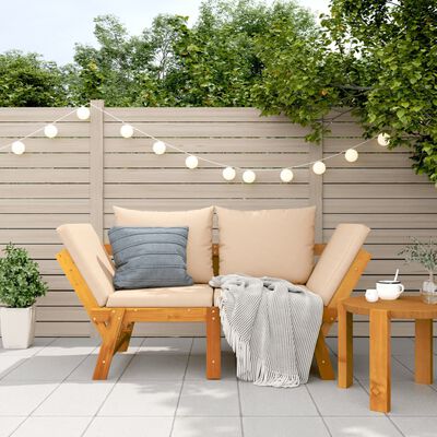 vidaXL Banc de jardin avec coussins 2 en 1 bois d'acacia massif