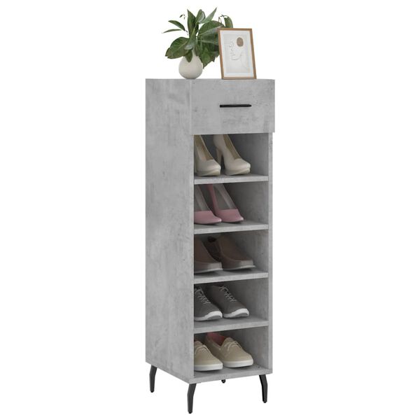 vidaXL Armoire à chaussures gris béton 30x35x105 cm bois d'ingénierie