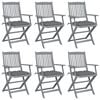 vidaXL Chaises pliantes 6 pi&egrave;ces avec coussins en bois d'acacia massif