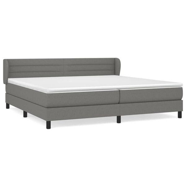 vidaXL Sommier &agrave; lattes de lit avec matelas Gris fonc&eacute; 200x200cm Tissu