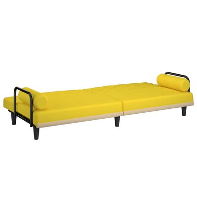 vidaXL Canapé-lit avec accoudoirs jaune clair tissu