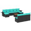 vidaXL Ensemble de canap&eacute; de jardin 11 pcs avec coussins noir r&eacute;sine tress&eacute;e