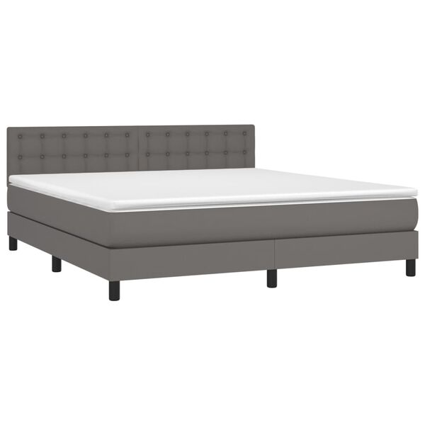 vidaXL Sommier &agrave; lattes de lit avec matelas Gris 160x200 cm Similicuir