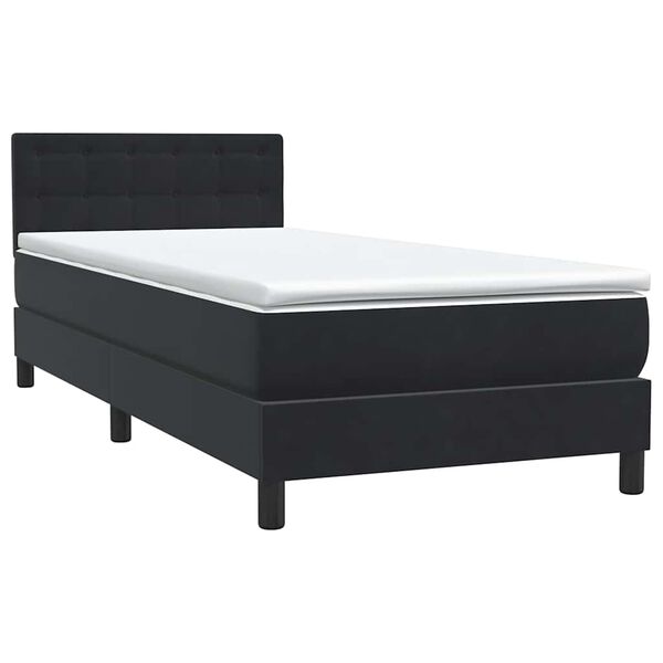 vidaXL Sommier &agrave; lattes de lit avec matelas noir 90x220 cm velours