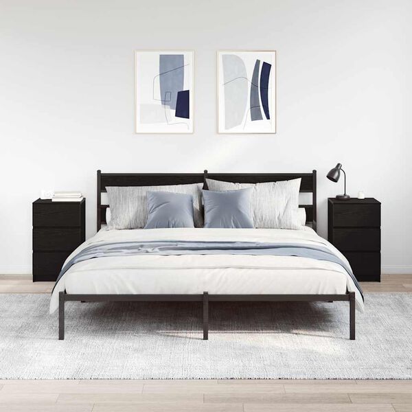 vidaXL Tables de chevet avec 3 tiroirs 2 pcs noir 39x35x65 cm