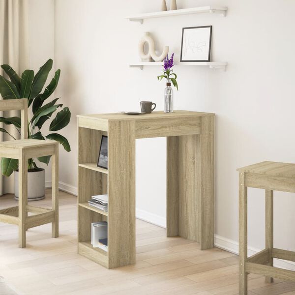 vidaXL Table de bar avec &eacute;tag&egrave;res ch&ecirc;ne sonoma bois d'ing&eacute;nierie