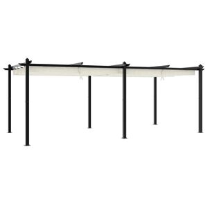 vidaXL Tonnelle de jardin avec toit r&eacute;tractable cr&egrave;me 3x6 m aluminium