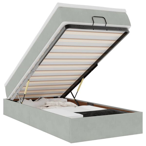 vidaXL Cadre de lit ottoman et matelas gris clair 90x200 cm velours