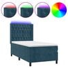 vidaXL Sommier &agrave; lattes de lit matelas LED Bleu fonc&eacute; 80x200cm Velours
