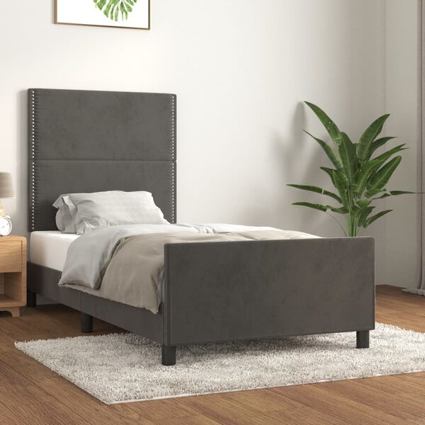vidaXL Cadre de lit sans matelas gris fonc&eacute; 90x200 cm velours