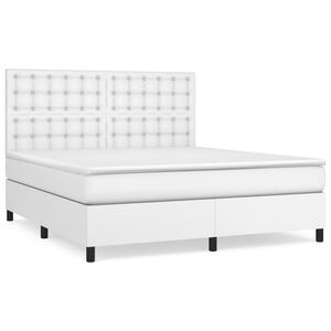 vidaXL Sommier &agrave; lattes de lit avec matelas Blanc 180x200cm Similicuir