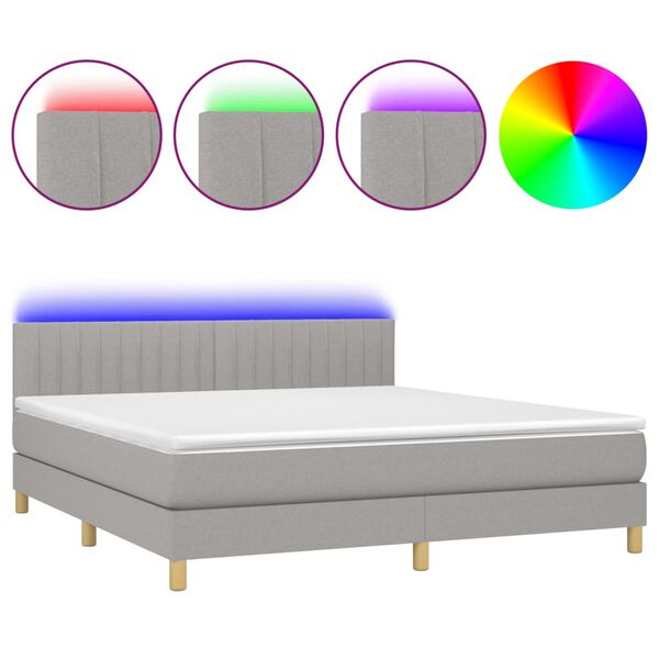 vidaXL Sommier &agrave; lattes de lit matelas LED Gris clair 160x200 cm Tissu