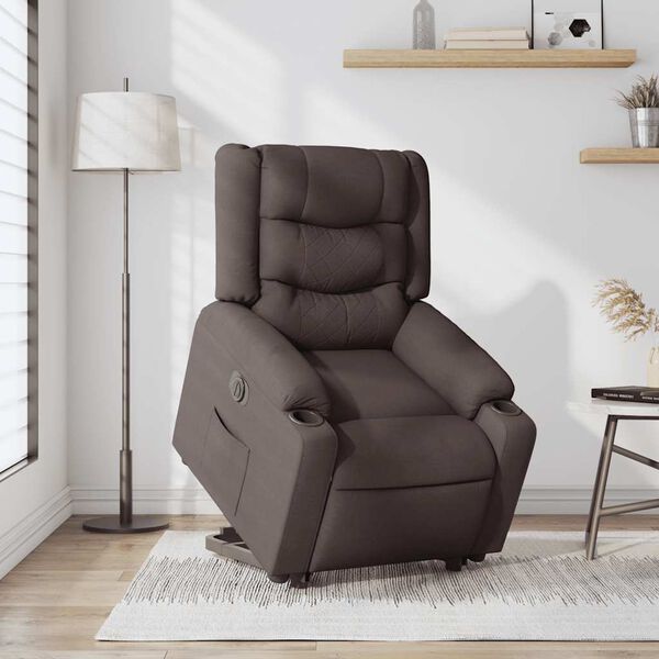 vidaXL Fauteuil inclinable &eacute;lectrique marron fonc&eacute; tissu