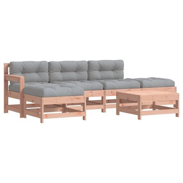 vidaXL Salon de jardin 6 pcs avec coussins bois massif Douglas