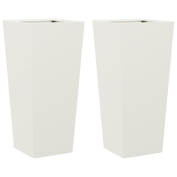 vidaXL Jardini&egrave;res 2 pcs blanc 35x35x75 cm acier
