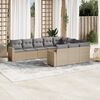 vidaXL Salon de jardin avec coussins 10 pcs beige r&eacute;sine tress&eacute;e