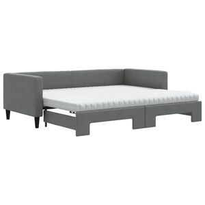 vidaXL Lit de jour avec gigogne et matelas gris fonc&eacute; 90x190 cm tissu