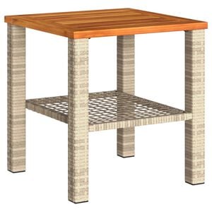 vidaXL Table de jardin beige 40x40x42 cm r&eacute;sine tress&eacute;e et bois acacia
