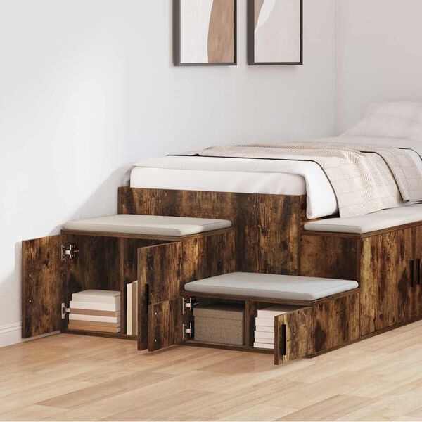 vidaXL Armoire de rangement 2 pcs Ch&ecirc;ne fum&eacute; 118 x 41 x 40 cm