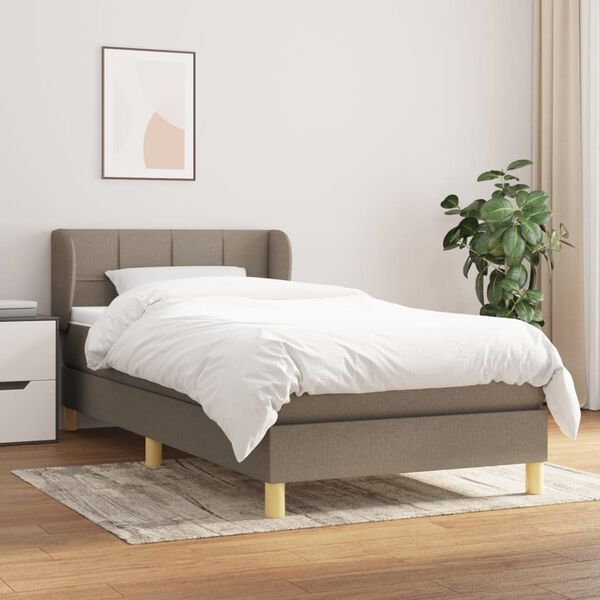 vidaXL Sommier &agrave; lattes de lit avec matelas Taupe 90x190 cm Tissu
