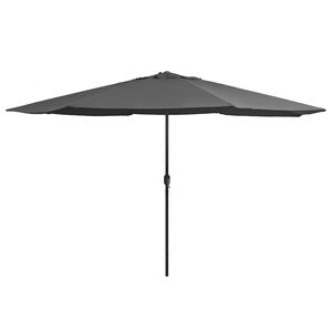 vidaXL Parasol de jardin avec m&acirc;t en m&eacute;tal 390 cm anthracite