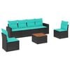 vidaXL Salon de jardin 7 pcs avec coussins noir r&eacute;sine tress&eacute;e