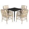 vidaXL Ensemble &agrave; manger de jardin avec coussins 5pcs Beige poly rotin