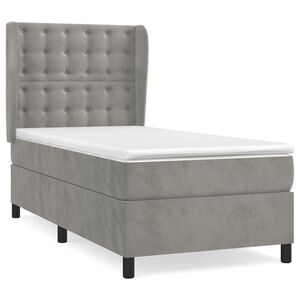vidaXL Sommier &agrave; lattes de lit et matelas Gris clair 80x200 cm Velours