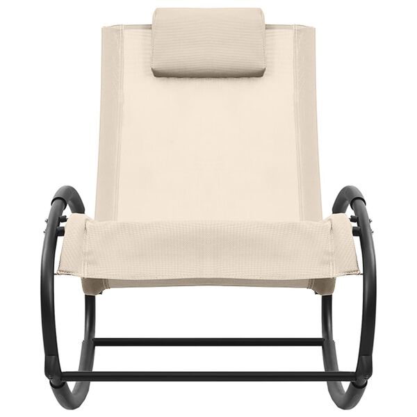 vidaXL Chaise longue avec oreiller acier et textilène crème