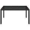 vidaXL Table de jardin dessus en verre Noir 150x90x75cm R&eacute;sine tress&eacute;e