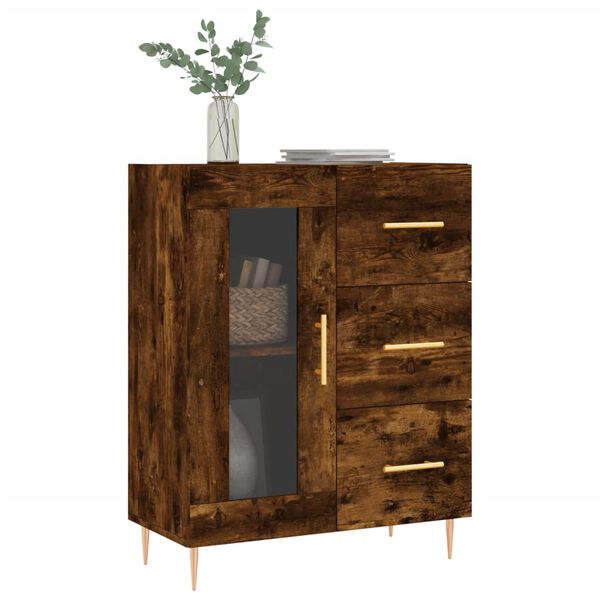 vidaXL Buffet ch&ecirc;ne fum&eacute; 69,5x34x90 cm bois d'ing&eacute;nierie