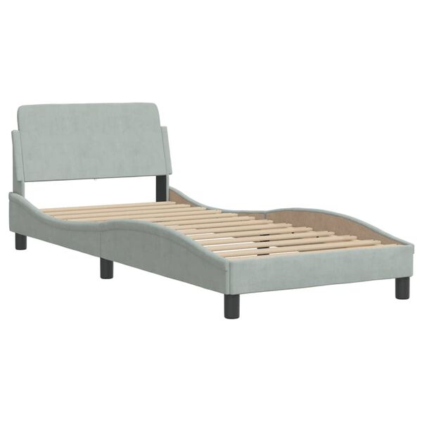 vidaXL Lit avec matelas gris clair 90x200 cm velours
