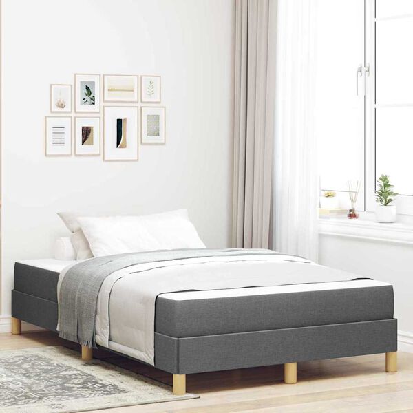 vidaXL Lit &agrave; ressorts avec matelas Gris fonc&eacute; 120 x 190 cm tissu