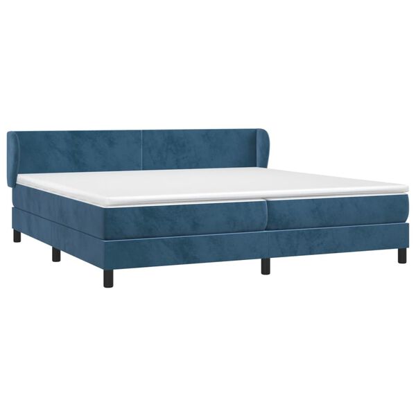vidaXL Sommier &agrave; lattes de lit et matelas Bleu fonc&eacute; 200x200cm Velours