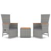 vidaXL Ensemble de salon de jardin 3 pcs gris poly rotin et acacia