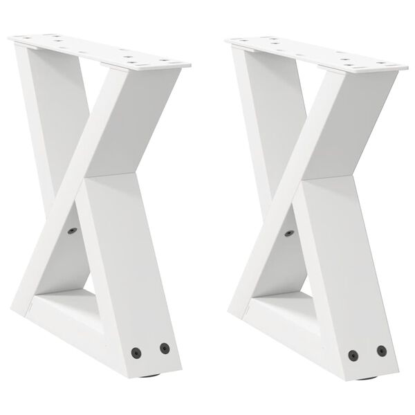 vidaXL Pieds de table basse 2 pi&egrave;ces Blanc 40 x (30-31,3) cm Acier