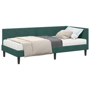 vidaXL Cadre de lit d'angle avec matelas Autre 2 pcs Vert Velours