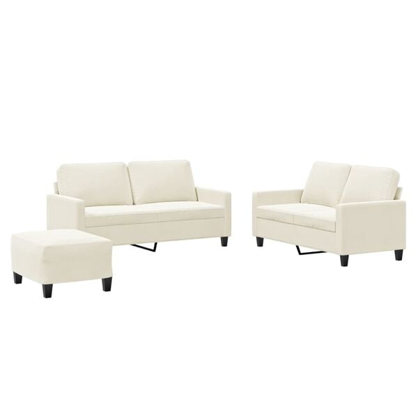 vidaXL Ensemble de canapés 3 pcs avec coussins Crème Velours