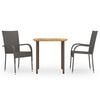 vidaXL Ensemble &agrave; manger de jardin 3pcs R&eacute;sine tress&eacute;e Marron