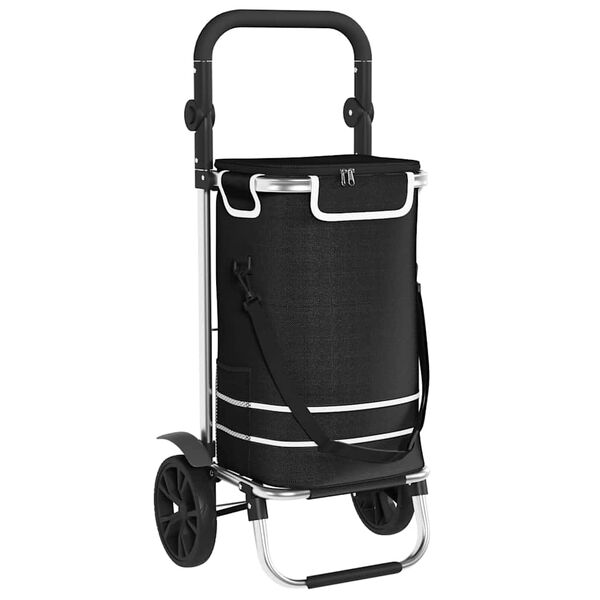 vidaXL Trolley de shopping Noir 36.5 x 46.5 x 100.5 cm Tissu Oxford
