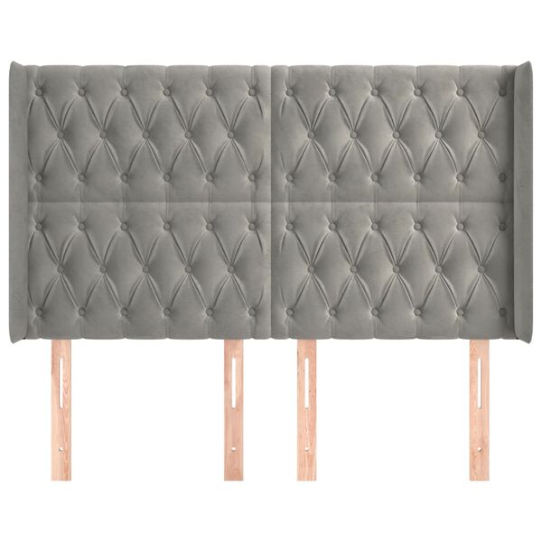 vidaXL Tête de lit avec oreilles Gris clair 147x16x118/128 cm Velours