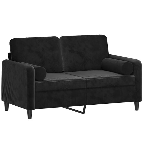 vidaXL Canap&eacute; 2 places avec oreillers d&eacute;coratifs noir 120 cm velours