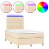 vidaXL Sommier &agrave; lattes de lit matelas et LED cr&egrave;me 120x190 cm tissu