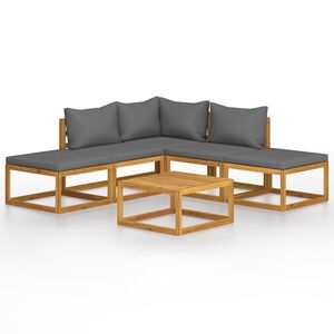 vidaXL Salon de jardin avec coussins 6 pcs bois massif d'acacia