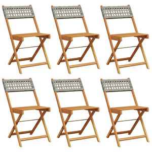 vidaXL Chaises de jardin pliantes lot de 6 gris poly rotin bois massif