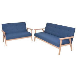 vidaXL Ensemble de canap&eacute; 2 pcs Tissu bleu