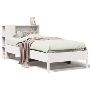 vidaXL Lit biblioth&egrave;que sans matelas blanc 90x190cm bois de pin massif